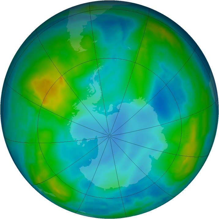 Antarctic ozone map for 25 May 2014